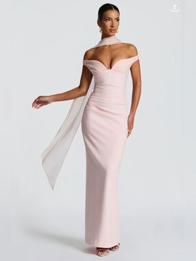 Babyboo Off Shoulder Blush Maxi Dress